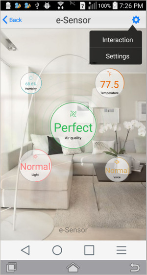 environmental sensor sends skylight motor activation command when temperature changes
