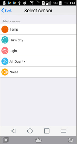 selecting a temperature input as a trigger