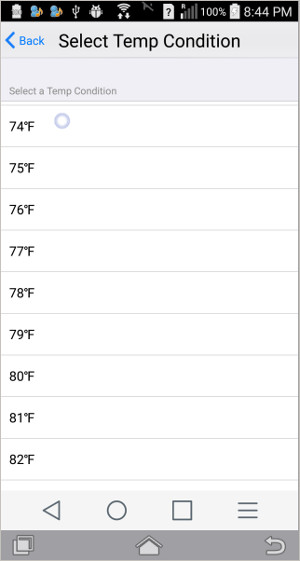 choosing the trigger temperature condition for the skylight activation